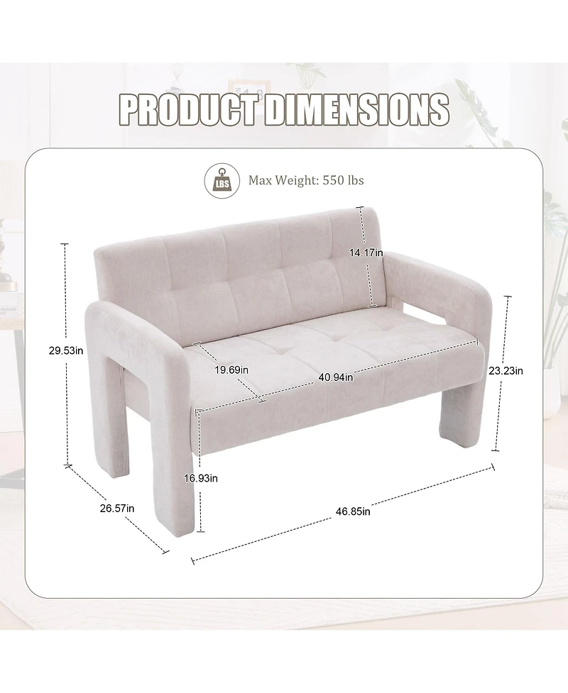 Boyel Living Modern Double Armchair Room & Bedroom Compact Upholstered Sofa Leisure Comfortable Seating with Dual Armrests