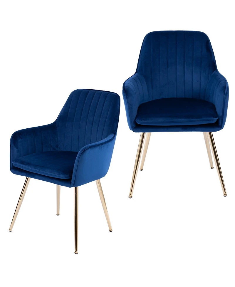 Boyel Living Velvet Dining Chair Modern Mid-Back Accent Chairs with Gold Plated Legs, Upholstered for Room