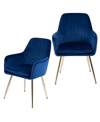 Boyel Living Velvet Dining Chair Modern Mid-Back Accent Chairs with Gold Plated Legs, Upholstered for Room