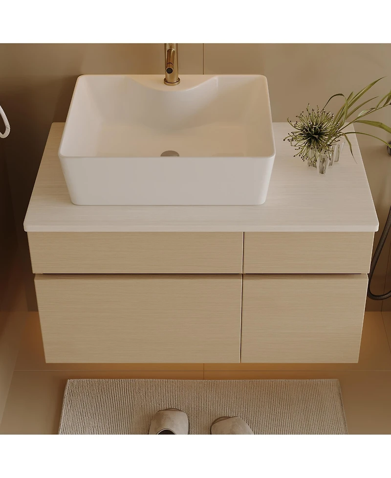 Busdays 31.5 Inches Floating Single Small Bathroom Vanity with Sink
