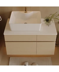 Busdays 31.5 Inches Floating Single Small Bathroom Vanity with Sink