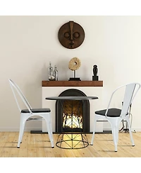 Sugift Tolix Style Metal Dining Chairs Set of Four with Wood Seats