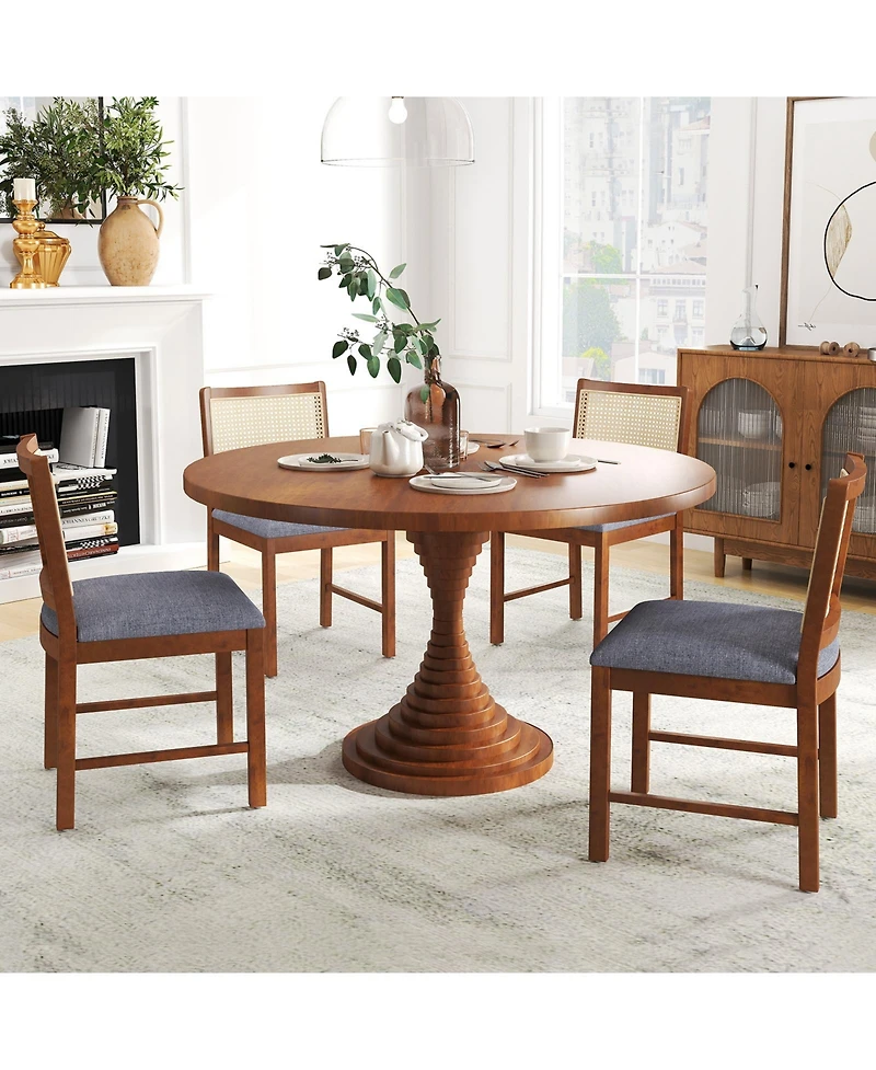 Sugift Rattan Dining Chairs Set of Two with Padded Seats