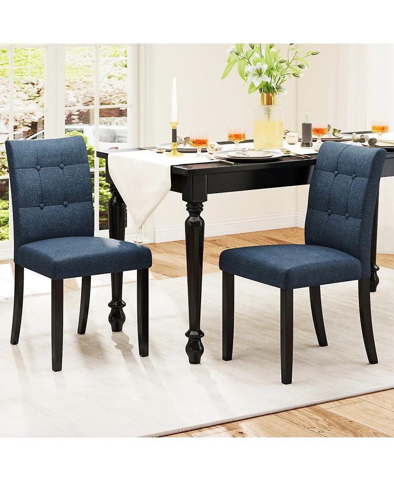 Sugift Tufted Armless Dining Chairs Set of Two with Wood Legs