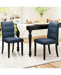 Sugift Tufted Armless Dining Chairs Set of Two with Wood Legs