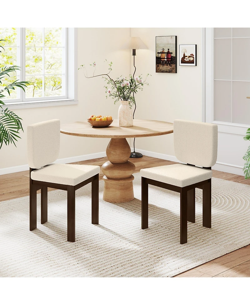 Sugift Wooden Dining Chairs Set of Two with Solid Wood Legs