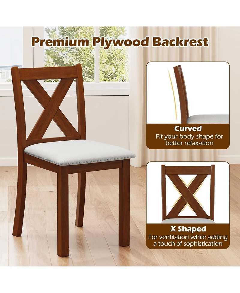 Sugift Wooden Dining Chairs Set of Two with Curved Backrest