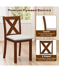 Sugift Wooden Dining Chairs Set of Two with Curved Backrest