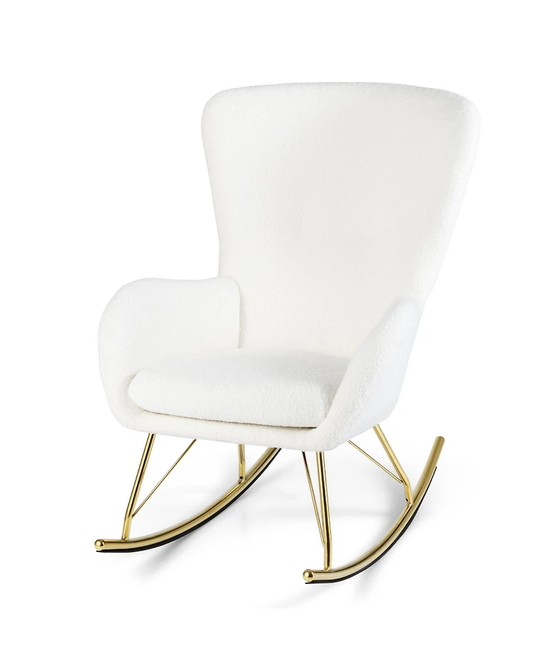 Sugift Nursery Rocking Chair with Curved Backrest and Armrests