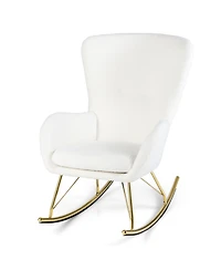 Sugift Nursery Rocking Chair with Curved Backrest and Armrests