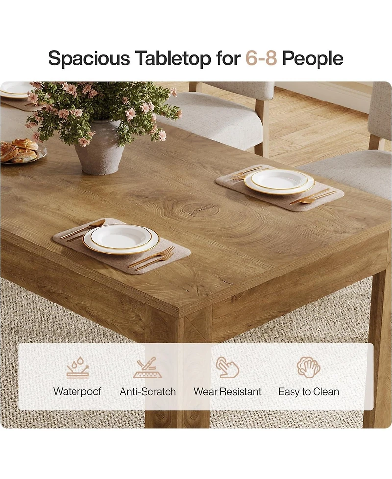 Tribesigns Dining Table for 6-8, 78.7-Inch Long Rectangle Kitchen Table, Modern Simple Kitchen Dining Room Furniture