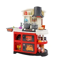 Bruce & Shark 52-Piece Kitchen Playset with Realistic Water Spray and Light-Up Sound Stove