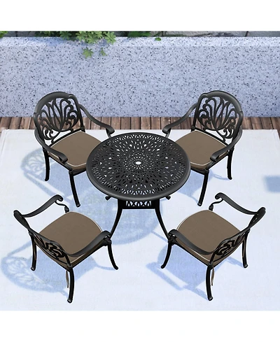 Clihome 5-Piece Cast Aluminum Patio Furniture Set with Random Color Cushions