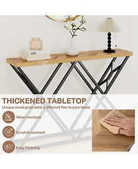 Sugift Console Table with Solid Metal Frame and Storage Shelf