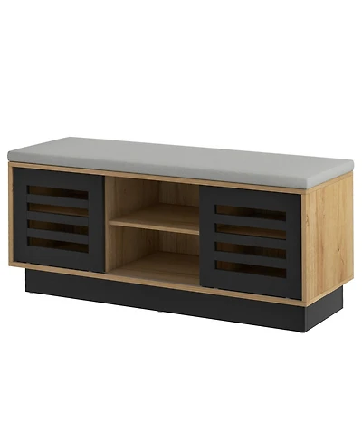 Sugift Shoe Bench with Storage Compartments and Adjustable Shelves