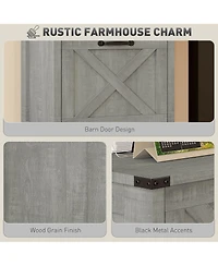 Rainsken Drawer Vertical File Cabinet, Rustic Farmhouse Filing Cabinet with Barn Doors for Letter Size, Printer Stand with Storage for Office