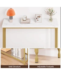 gaomon Industrial Console Table, Behind Couch Table with Glass Shelf, Narrow Metal Frame Hallway Table, Entryway, Living, Bedroom