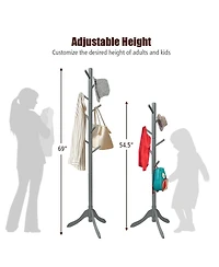 Sugift Adjustable Wooden Tree Coat Rack with Eight Hanging Hooks
