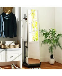 Sugift Freestanding Coat Rack with Full Length Mirror and Hooks