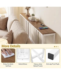 Sugift Narrow Console Table with Built In Power Outlet for Small Spaces