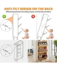 Homfan Shoe Cabinet for Entryway, Rattan Storage Organizer with Flip-Drawer and Anti-Tip Design, Shoe Storage Cabinet