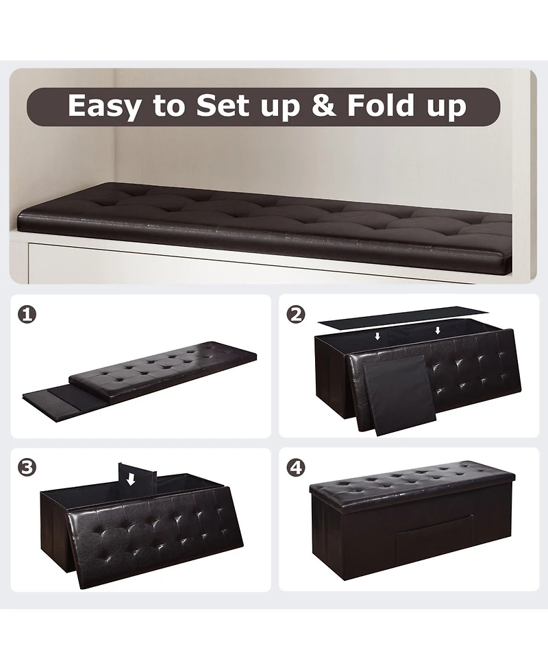 Sugift Folding Storage Ottoman Bench for End of Bed Seating