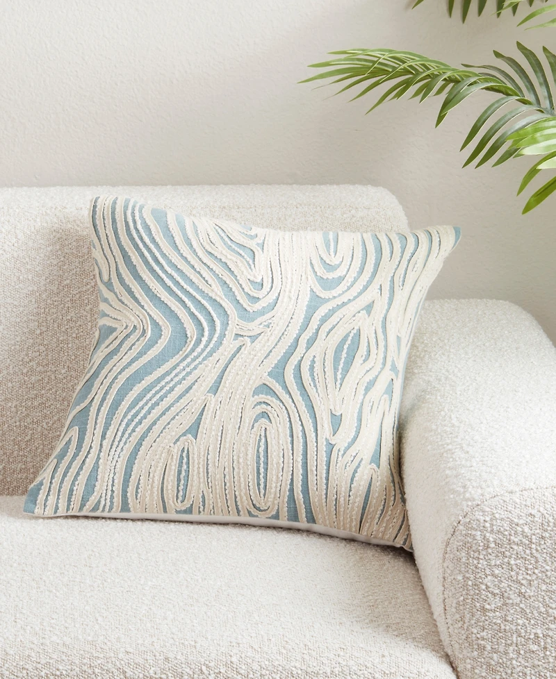 Saro Lifestyle Embroidered Wave Decorative Pillow, 18" x
