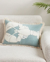 Saro Lifestyle Embroidered Lobster Fringe Decorative Pillow, 14" x 20"