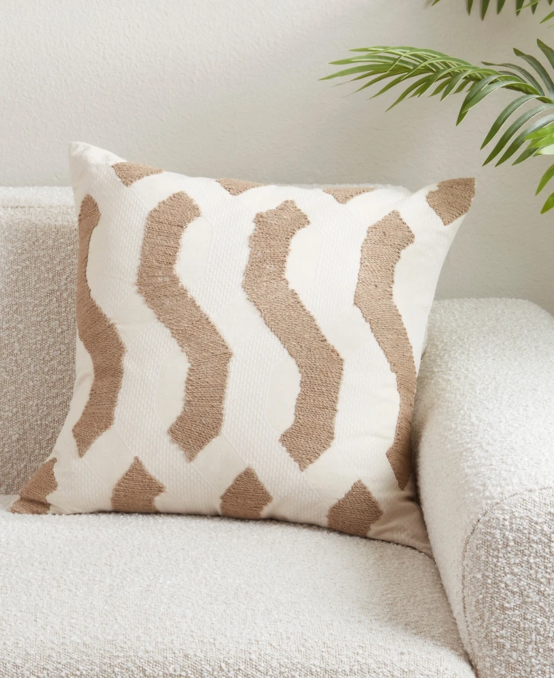 Saro Lifestyle Textured Jute Stripe Decorative Pillow