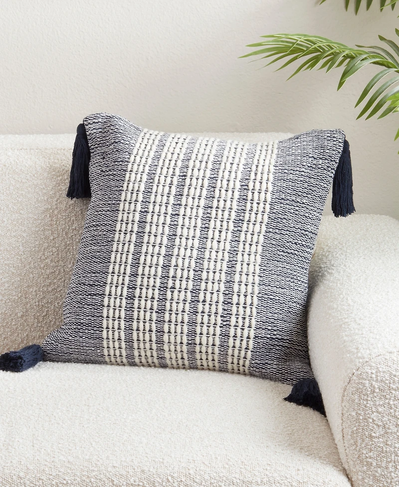 Saro Lifestyle Woven Stripe Decorative Pillow, 18" x 18"