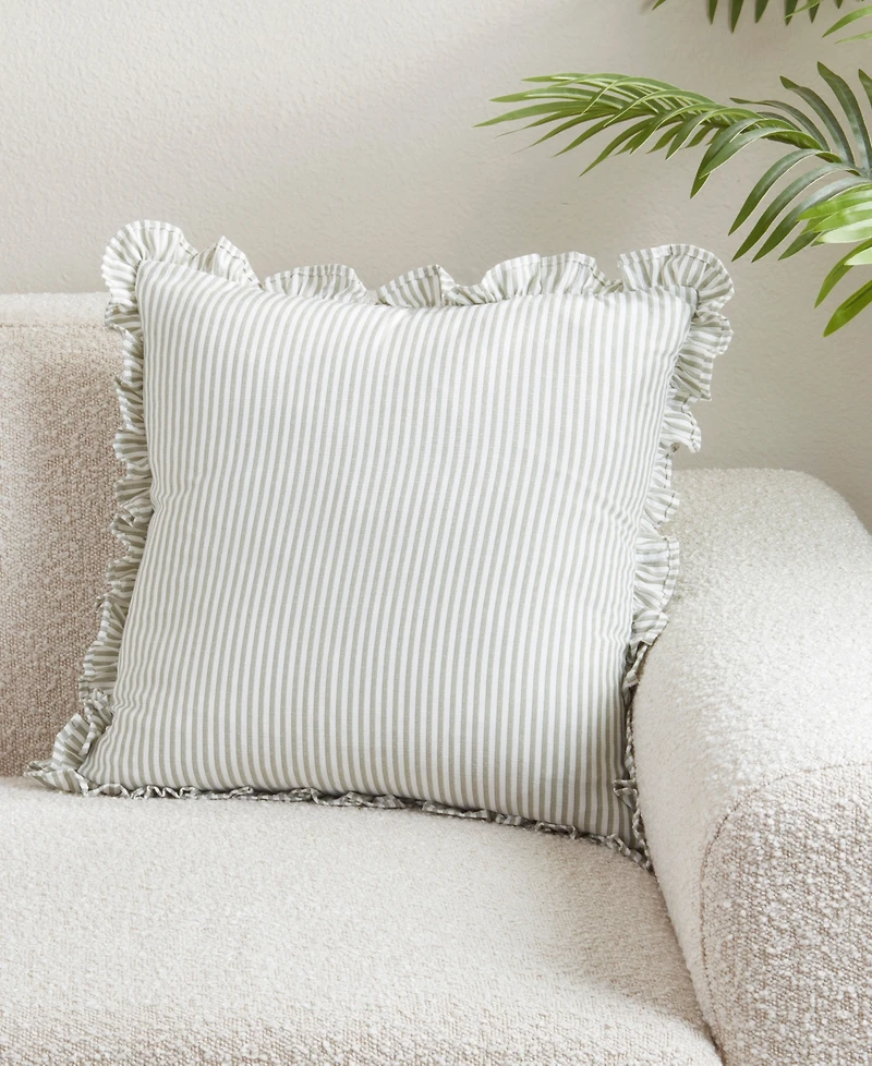 Saro Lifestyle Striped Ruffle Edge Decorative Pillow