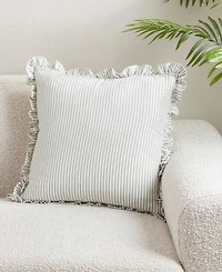 Saro Lifestyle Striped Ruffle Edge Decorative Pillow