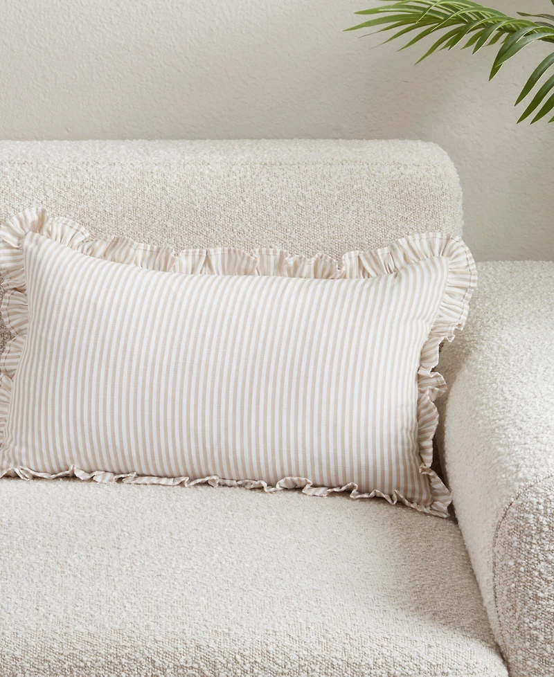 Saro Lifestyle Striped Ruffle Edge Decorative Pillow