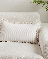 Saro Lifestyle Striped Ruffle Edge Decorative Pillow