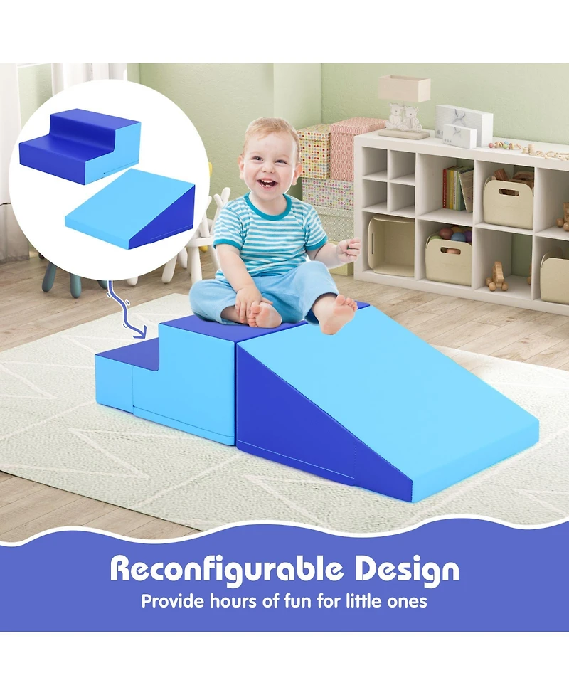 Mecale 2-Piece Step and Slide Soft Foam Climber Set for Infants & Toddlers