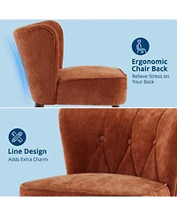 gaomon Mid-Century Modern Tufted Fabric Accent Chair, Armless Lounge Chair with Solid Wood Legs for Living Room