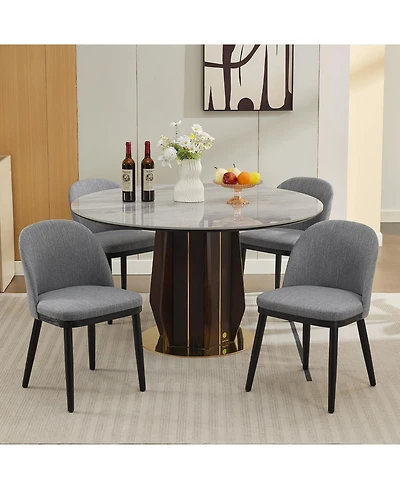 gaomon Modern Fabric Upholstered Wooden Dining Chairs Set with High Back and Deep Seat for Kitchen and Dining Room