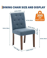 gaomon Set of 6 Upholstered Fabric Button-Tufted Parsons Dining Chairs with Solid Wood Legs