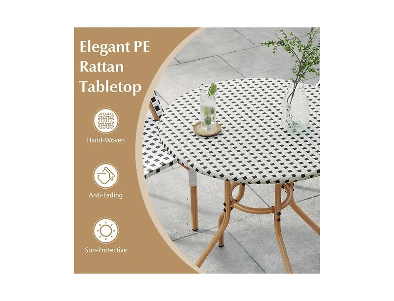 Slickblue 27.5 Inch Outdoor Bistro Table with Metal Frame