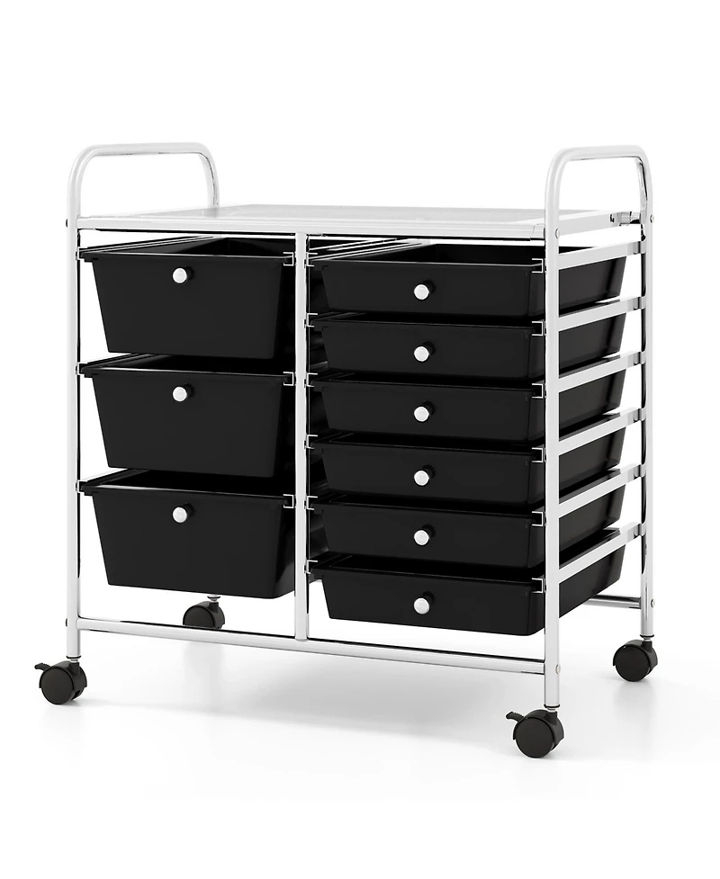 Sugift Nine Drawer Rolling Storage Cart with Metal Frame Organizer