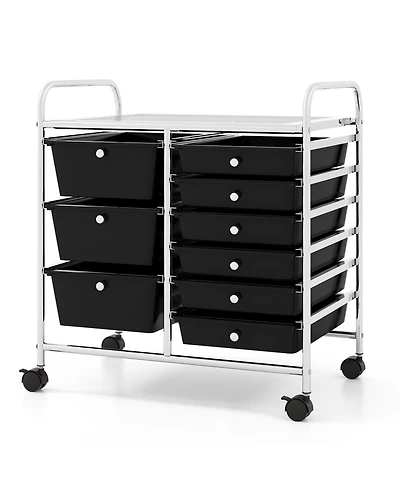 Sugift Nine Drawer Rolling Storage Cart with Metal Frame Organizer