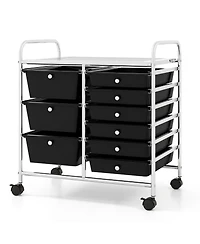 Sugift Nine Drawer Rolling Storage Cart with Metal Frame Organizer