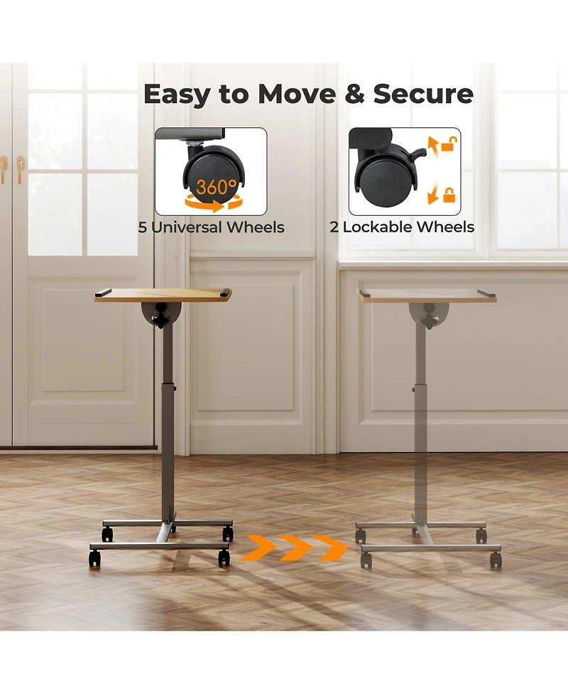 Sugift Adjustable Angle Height Rolling Laptop Table