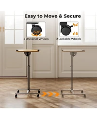 Sugift Adjustable Angle Height Rolling Laptop Table