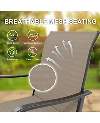 gaomon 4 Pcs Outdoor Swivel Bar Stools Set, All Weather High Back and Armrest Patio Chairs for Deck