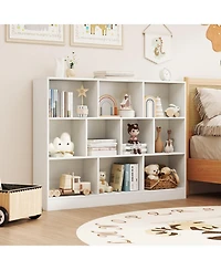 Sugift 41 inches Wooden Toy Storage Organizer with 10 Cubes for Classroom Daycare Nursery Kindergarten