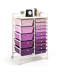 Sugift Fifteen Drawer Utility Rolling Storage Cart for Multi Use