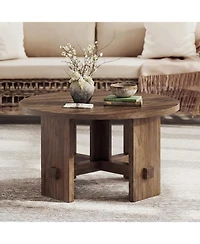 Tribesigns Round Coffee Table with Pedestal, 31.5-Inch Small Circle Center Table
