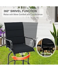 gaomon Outdoor Swivel Bar Stools Set of 2, 360degree(s) Swivel Patio Bar Height Chairs with High Back and Armrests