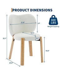 gaomon Set of 2 Heart-Back Teddy Vanity Chairs, Armless Small-Space Seating, 300 lb Capacity, Fits Under 24" Desks